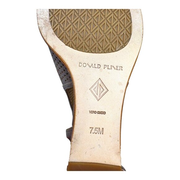 Donald Pliner Lottie Bronze Perforated Open Toe Wedge Heel - Picture 4 of 9